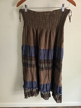 Boutique 9 Brown and Blue Tiered Maxi Dress